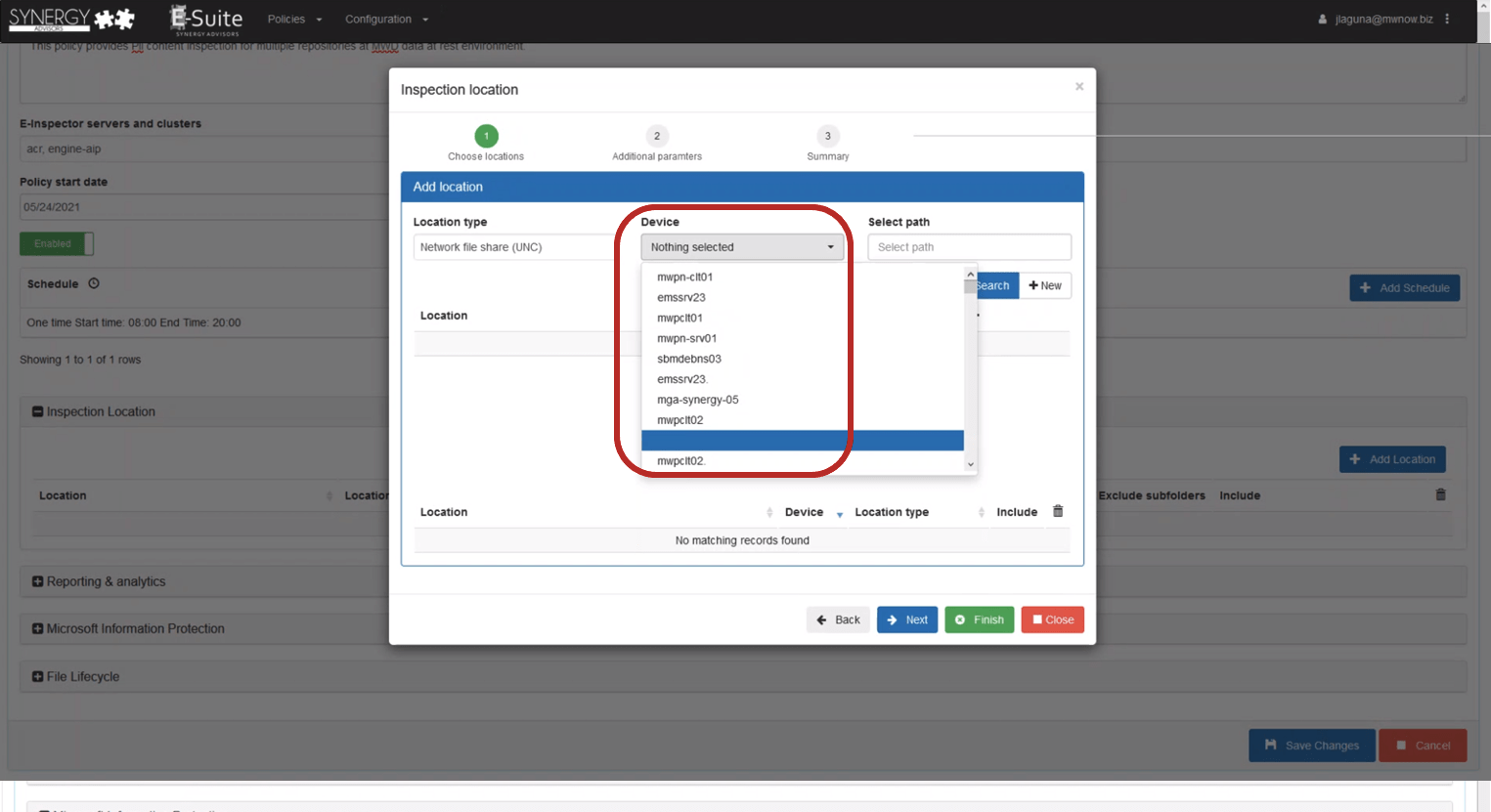 Specific devices can be selected